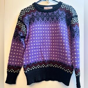 Vintage Purple Patterned Irish Sweater
